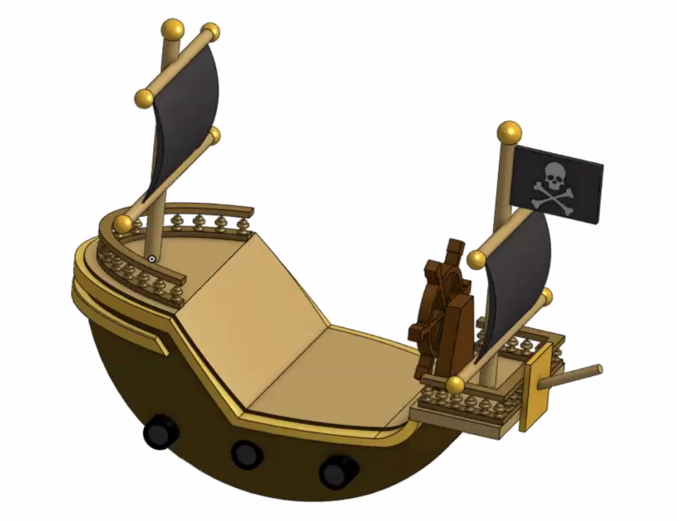 Image of a pirate boat designed by one of the students involved in MVRT's CADology program